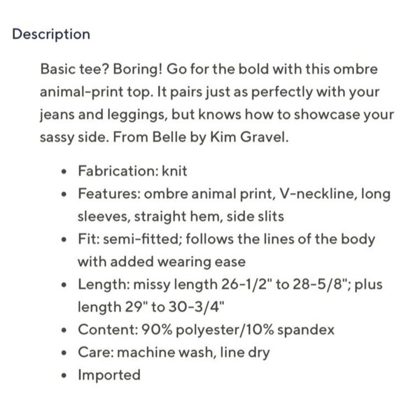 Belle By Kim‎ Gravel Animal Print Knit Top Size XXS Long Sleeve NEW - Picture 5 of 11